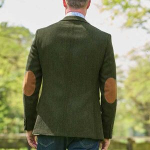 Harris Tweed Jacket "London" In Green Island Herringbone