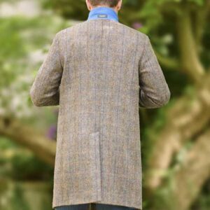 Harris Tweed Overjas "Barney" In Green-Blue Herringbone