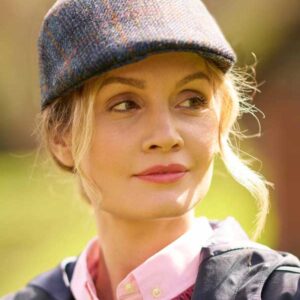 Harris Tweed Flat Cap "Henry" In Multi-Blue Tweed