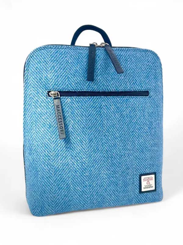 Harris Tweed Backpack In Sky Blue