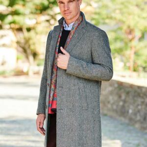 Harris Tweed Overjas "Barney" In Black Herringbone