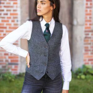 Harris Tweed Dames Vestje "Lea" In Black Houndstooth