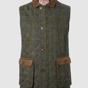 Harris Tweed Gilet, Bodywarmer - Green