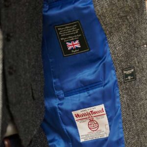 Harris Tweed Jacket "London" In Black Herringbone