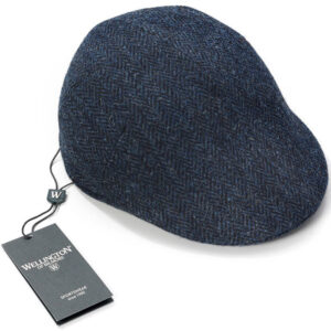 Harris Tweed Flat Cap "Henry" In Blue Herringbone