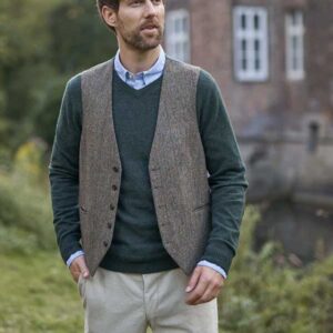 Harris Tweed Vestje "Tailor" Zonder Revers In Evergreen