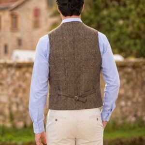 Harris Tweed Vestje "Wales" Met Revers In King of Tweed