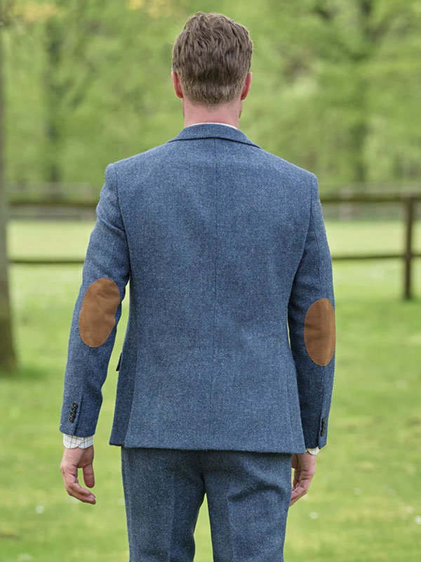 Harris Tweed Jacket "London" In Blue Shadow