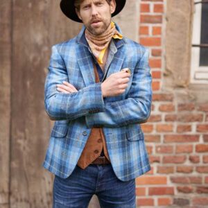 Harris Tweed Jacket "London" In Jeans Herringbone