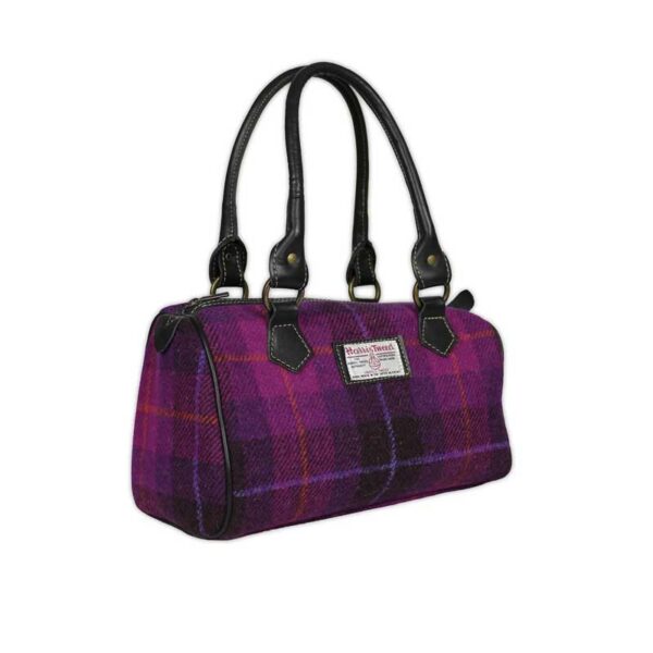Harris Tweed Barrel Bag - Cerise Check