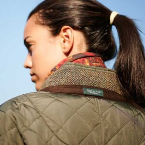 Dames Steppmantel Gabby Met Tweedbekleding In Olive
