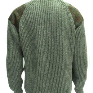 Chunky knit Shawl Collar Sweater with Harris Tweed patches Derbytweed
