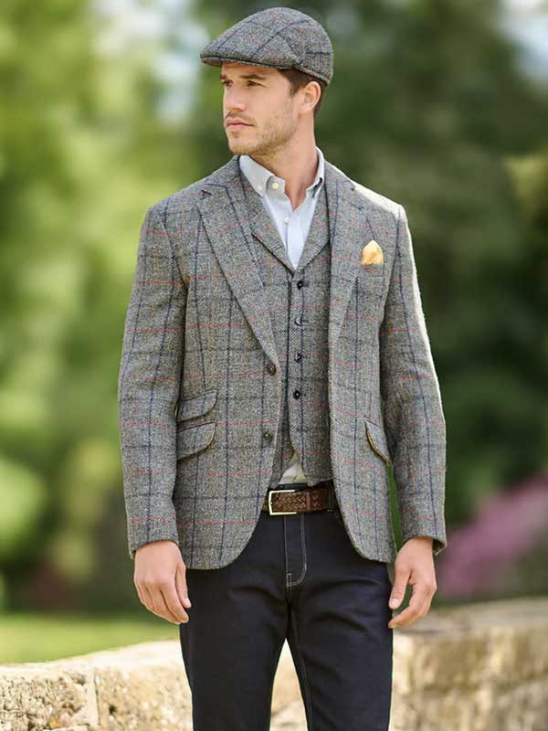 Harris Tweed Jacket "London" In Anthra Check