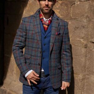 Harris Tweed Jacket "London" In Royal Check