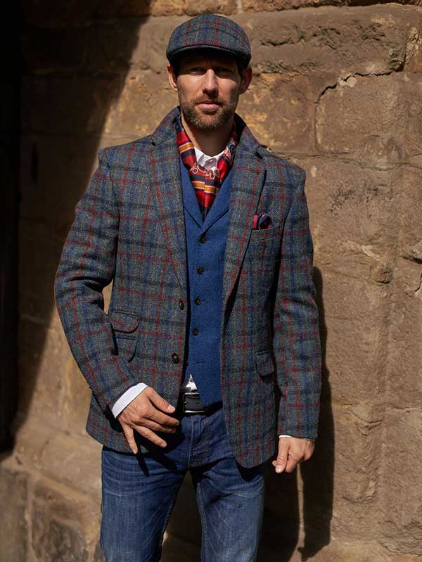 Harris Tweed Jacket "London" In Royal Check