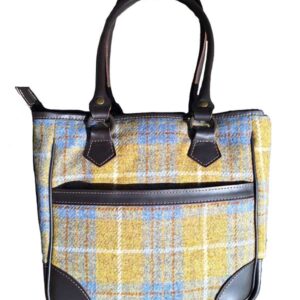 Harris Tweed Shire Long Handled Bag - Yellow Blue Check