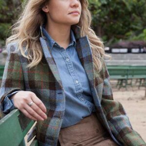 Harris Tweed Dames Jas Claire - Green/Blue Check