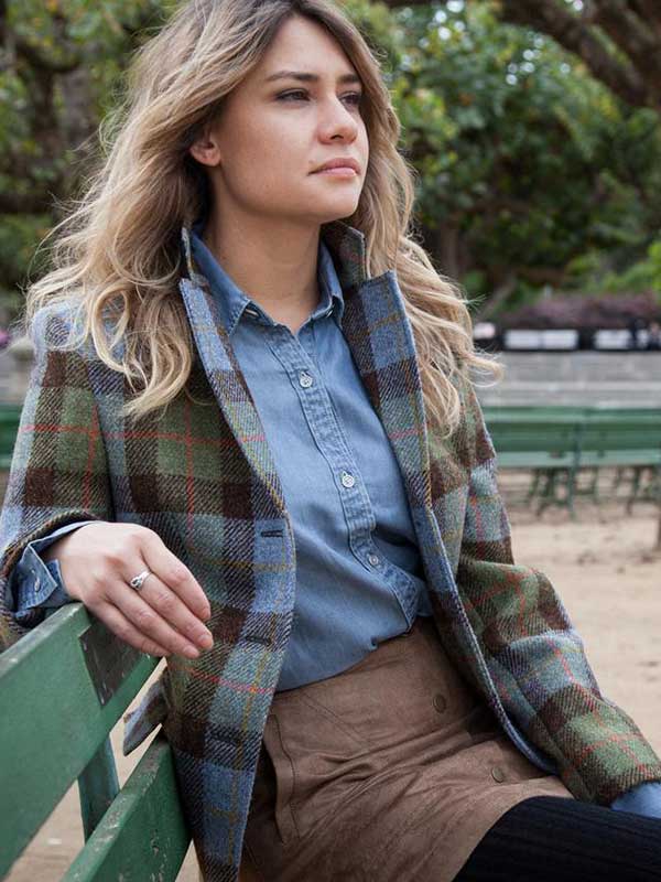 Harris Tweed Dames Jas Claire - Green/Blue Check