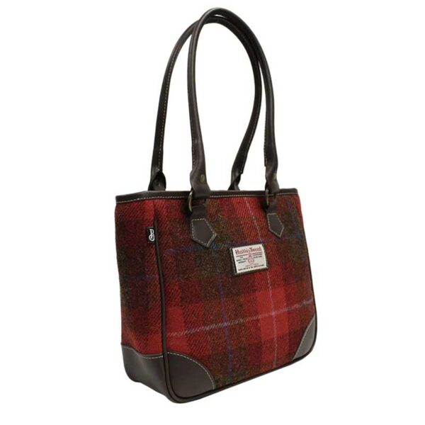 Harris Tweed Shire Long Handled Bag - Red Check
