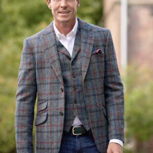 Harris Tweed Jacket "London" In Royal Check