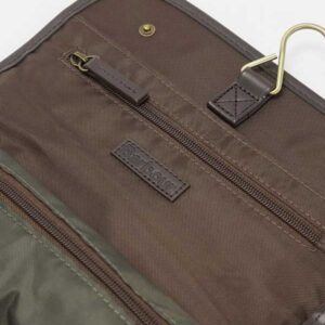 Barbour Wax Hanging Washbag Olive Beacon
