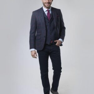 Harris Tweed Jacket "London" In Red Overcheck