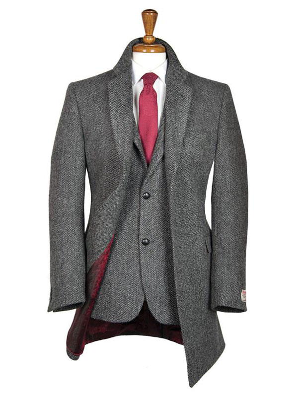 Harris Tweed Overjas, Murdo ¾ Coat - Charcoal