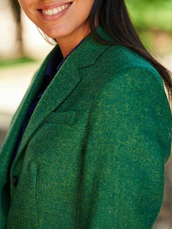 Harris Tweed Dames Jasje "Carola" In Green Twill