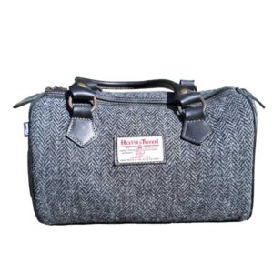 Harris Tweed Barrel Bag Charcoal Herringbone