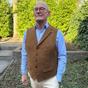 Harris Tweed Vestje "Wales" Met Revers In Multicolor Rust