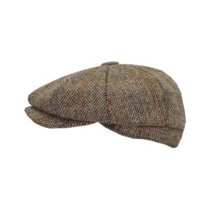 Harris Tweed 8-Panel Thomas Baker Boy Cap White Sand