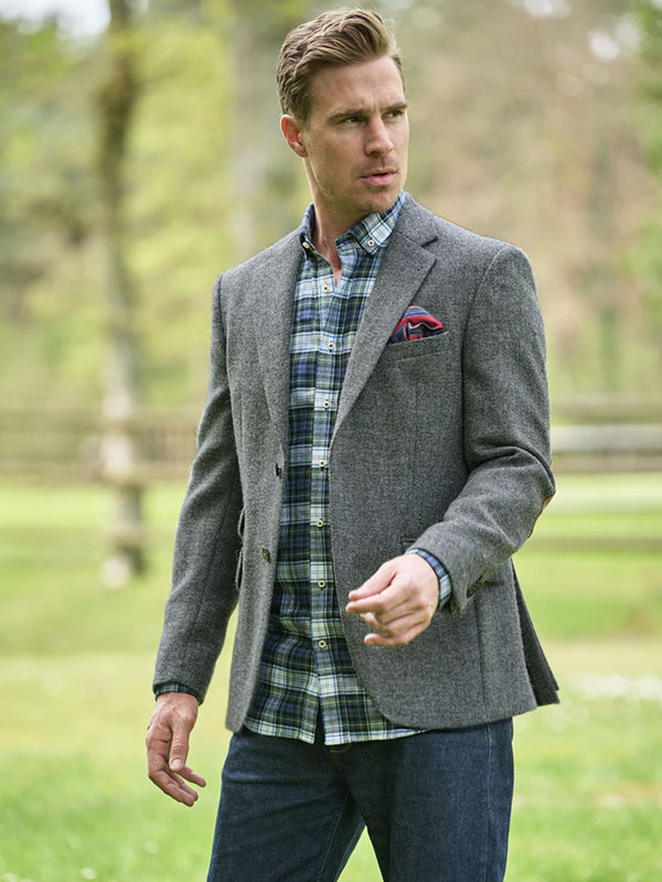 Harris Tweed Jacket "London" In Anthra Melange