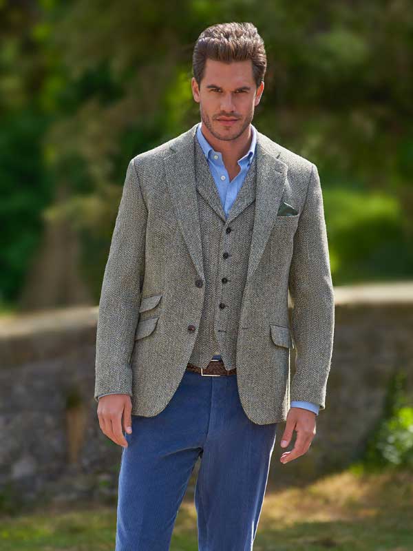 Harris Tweed Jacket "London" In Multigreen