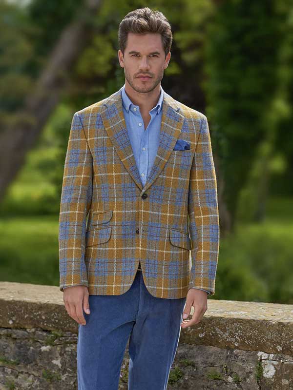 Harris Tweed Jacket "London" In Amber Check