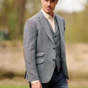 Harris Tweed Jacket "London" In Tweed Of Water