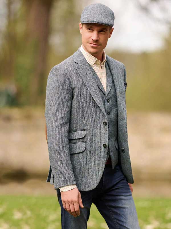Harris Tweed Jacket "London" In Tweed Of Water