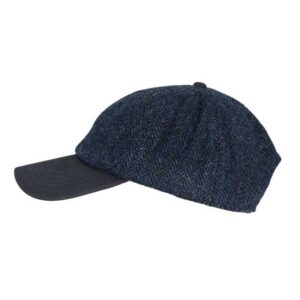 Harris Tweed Brungton Baseball Cap Midnight Blue