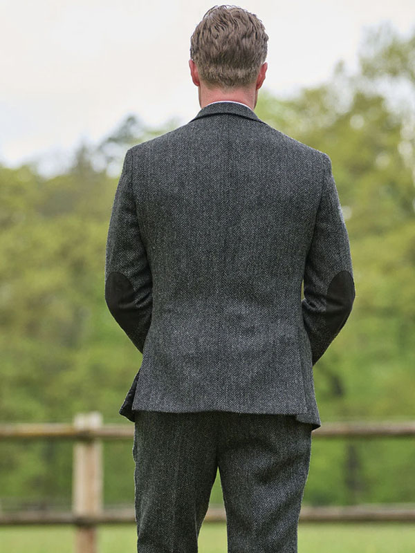 Harris Tweed Jacket "London" In Anthra Herringbone