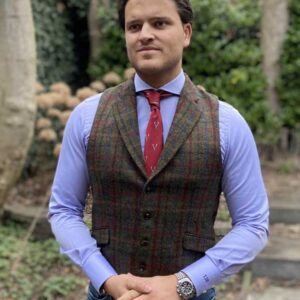 DF Harris Tweed Waistcoat Met Revers 650