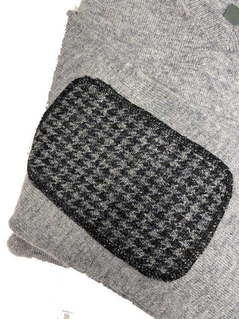Pullover Lambswool "Jack" Met Harris Tweed Details In Cloud Grey