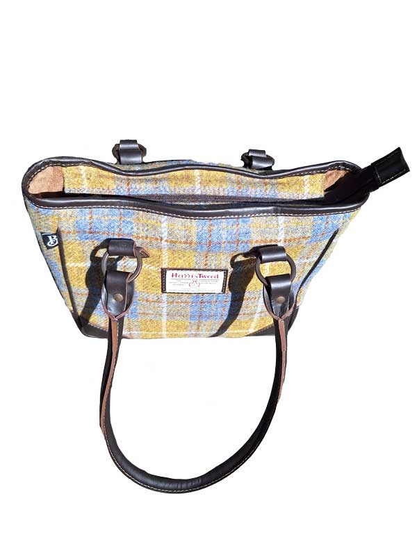 Harris Tweed Shire Long Handled Bag - Yellow Blue Check