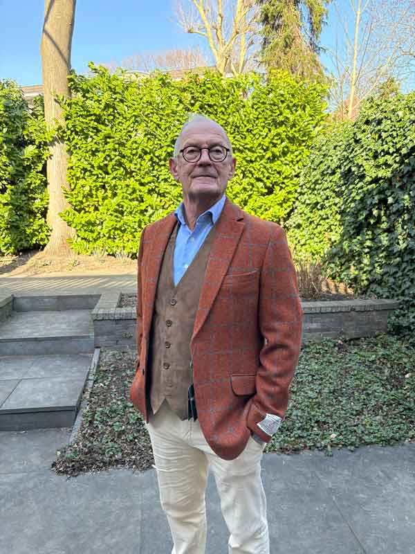Harris Tweed Jacket "London" In Rust Overcheck