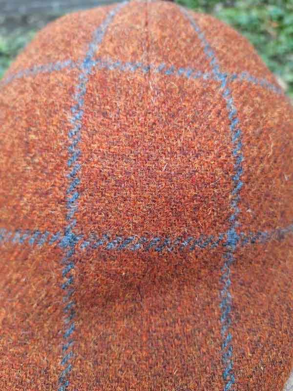 Harris Tweed Flat Cap "Henry" In Rust Overcheck