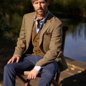Harris Tweed Jacket "London" In Light Green