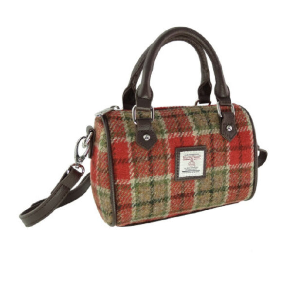 Harris Tweed 'Kilbride' Mini Bowling Bag in Red & Green Tartan