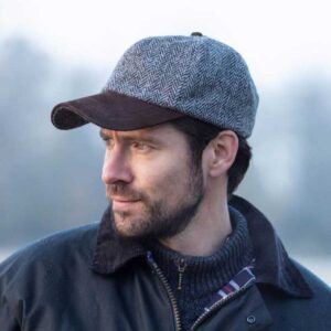 Harris Tweed Brungton Baseball Cap Steel Grey