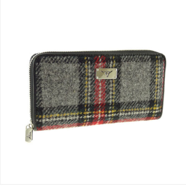 Harris Tweed 'Staffa' Portemonnee In Grey and Red Tartan