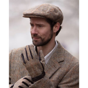 Harris Tweed Flat Cap Oakmoor White Sand