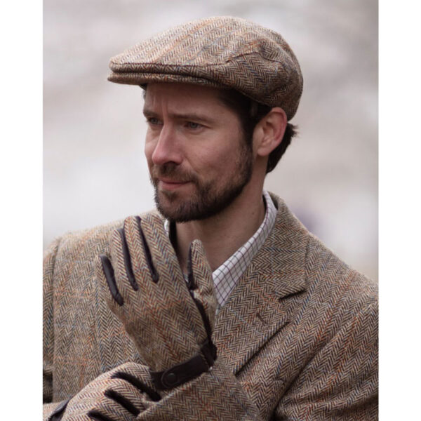 Harris Tweed Flat Cap Oakmoor White Sand