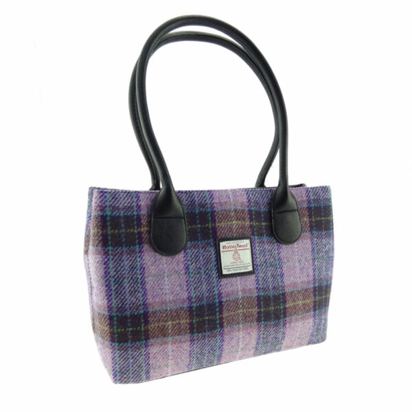 Harris Tweed 'Cassley' Classic Handbag in Pink & Lilac Check